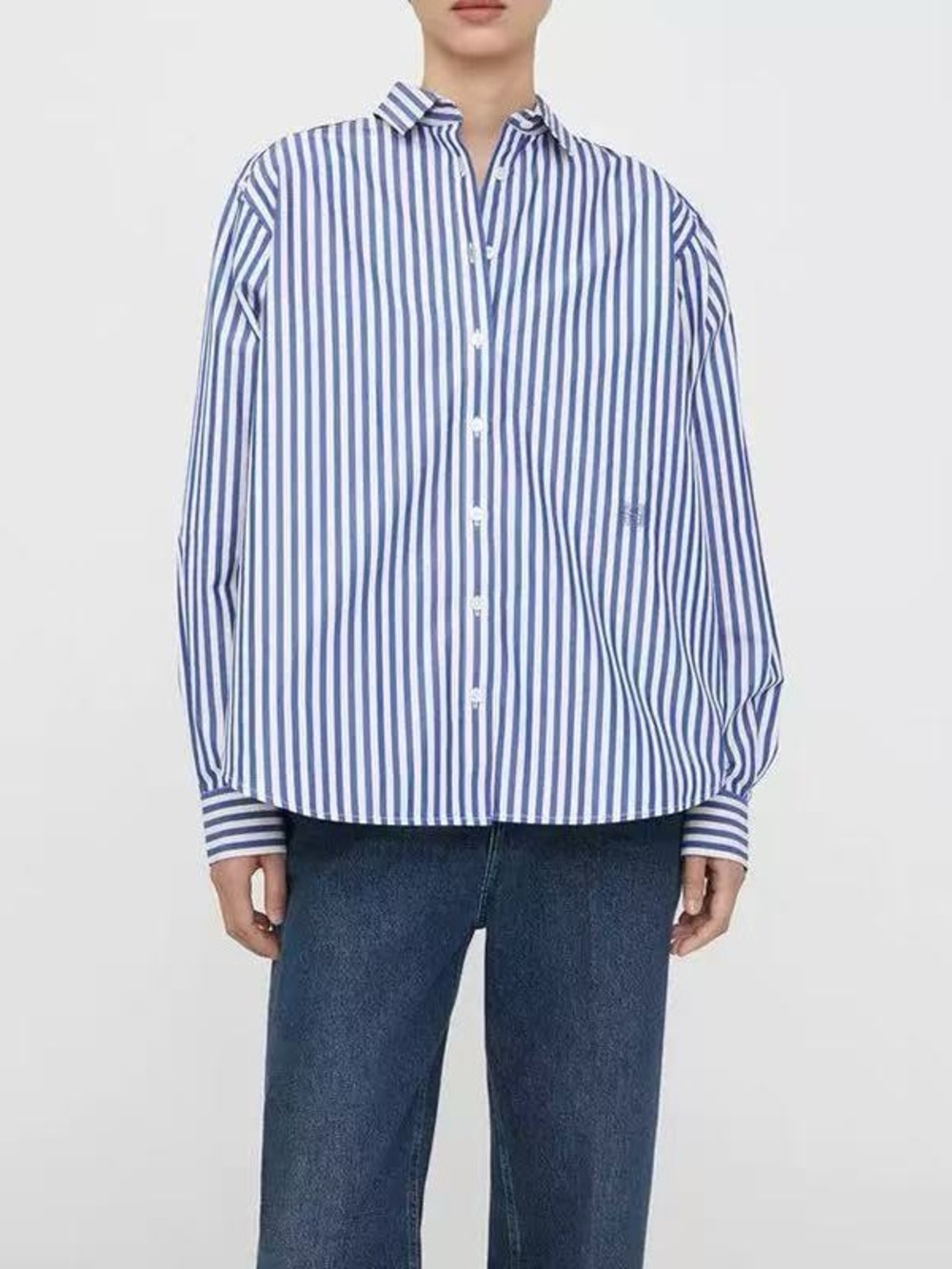 Toteme Blue and White Striped Button-Up Shirt size 34